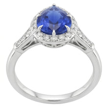 Halo Ring Vintage Style Pear Sri Lankan Sapphire & Natural Earth Mined Diamonds 3.50 Carats