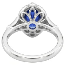 Halo Ring Vintage Style Pear Sri Lankan Sapphire & Natural Earth Mined Diamonds 3.50 Carats