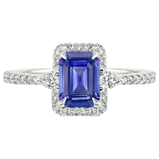 natural emerald sapphire 4.25ct ring profile view