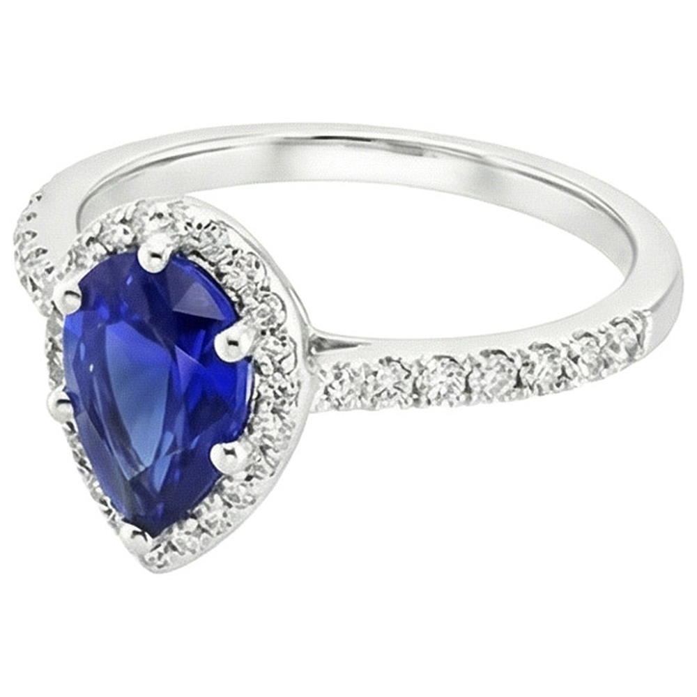natural round sapphire 3.75ct ring on white background