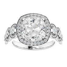 Halo Ring With Accents Cushion Old Miner Natural Diamond 11.75 Carats Gold