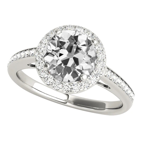 Halo Ring With Accents Old Cut Round Real Diamonds 4.75 Carats Ladies Jewelry