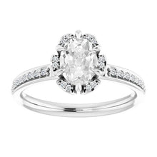 Halo Ring With Accents Oval Old Cut Natural Diamond 6 Prong Set 4.50 Carats