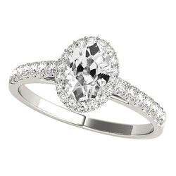 Halo Ring With Accents Oval Old Miner Real Diamond 5 Carats Jewelry