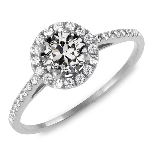 Halo Ring With Accents Round Old Mine Cut Natural Diamond 4.50 Carats