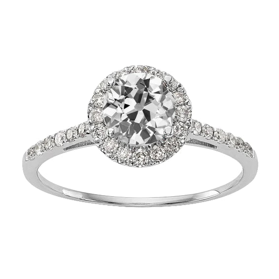 Halo Ring With Accents Round Old Miner Real Diamond 3.50 Carats Gold 14K