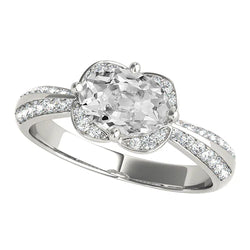 Halo Ring With Accents Round & Oval Old Mine Cut Natural Diamond 5.40 Carats