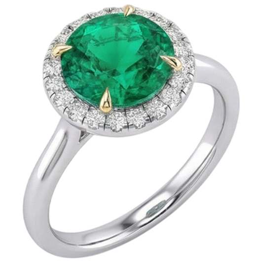 Dazzling Fine Emerald Colored Stone Ring 4 ct – front view