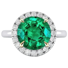 Colored Stone Ring 14K Two Tone Gold with Fine Emerald – profile view