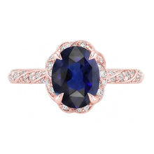 Halo Rose Gold Ring Twist Style Ceylon Sapphire & Natural Earth Mined DIAMOND ( NOT LAB GROWN )s 3.50 Carats