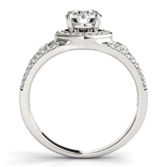 Halo Round Brilliant Real Diamond Engagement Fancy Ring 1.75 Carat WG 14K
