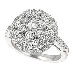 Halo Round Brilliant Real Diamond Prong Setting Ring 2.59 Carat WG 14K