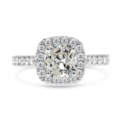 Halo Round & Cushion Old Cut Genuine Diamond Ring With Accents 8 Carats