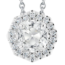 Halo Round & Cushion Old Mine Cut Real Diamond Pendant 7.50 Carats