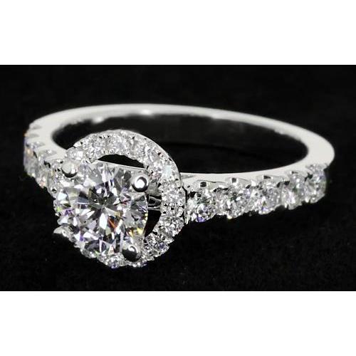 Halo Round Genuine Diamond Engagement Ring 2 Carats Women Jewelry 2