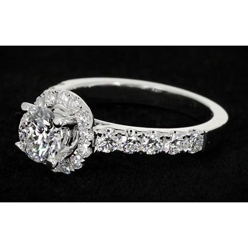 Halo Round Genuine Diamond Engagement Ring 2 Carats Women Jewelry 3