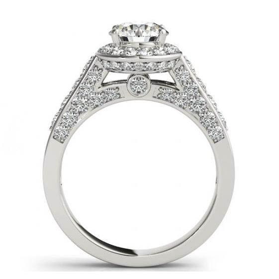 Halo Round Genuine Diamond Engagement Ring Jewelry 1.75 Carat