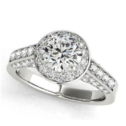 Halo Round Genuine Diamond Engagement Ring Jewelry 1.75 Carat White Gold 14K