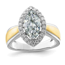 Halo Round & Marquise Old Cut Real Diamond Ring Tapered Shank 5 Carats