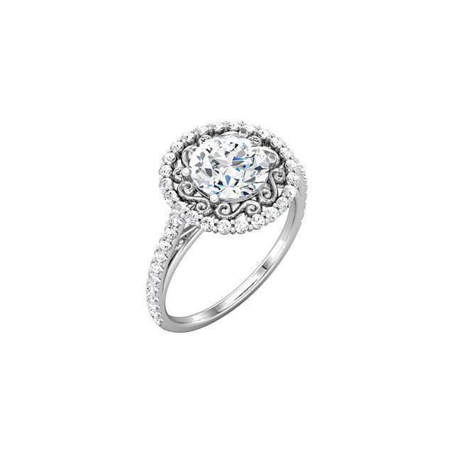 Halo Round Natural Diamond Engagement Ring 1.99 Carat White Gold 14K