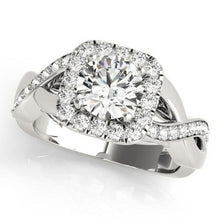 Halo Round Natural Earth Mined Diamond Engagement Twisted Shank Ring 1.65 Carat WG 14K