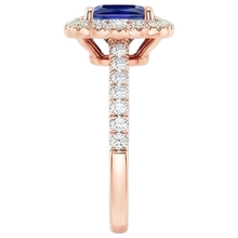 Halo Round Natural Earth Mined Diamond Ring Flower Style Princess Blue Sapphire 7 Carats