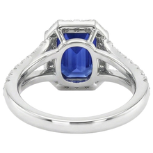 Halo Round Natural Earth Mined Diamond & Ceylon Sapphire Engagement Ring 11.75 Carats