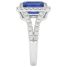 Halo Round Natural Earth Mined Diamond & Ceylon Sapphire Engagement Ring 11.75 Carats