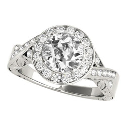 Halo Round Old Cut Genuine Diamond Ring Twisted Style 5.25 Carats Jewelry