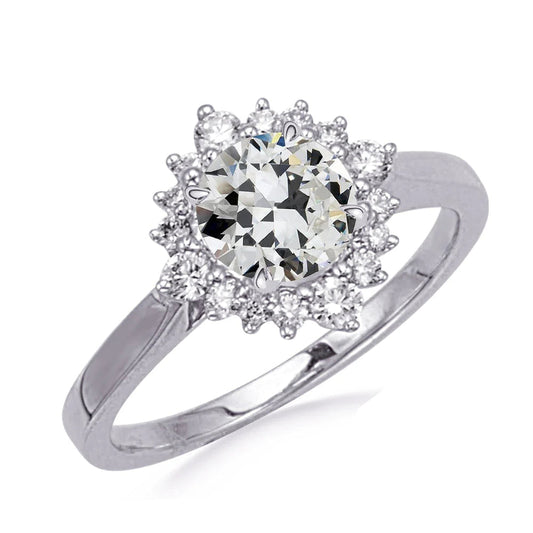 Halo Round Old Cut Natural Diamond Anniversary Ring Flower Style 4 Carats