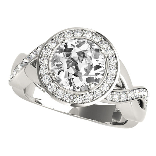 Halo Round Old Cut Natural Diamond Ring 5.75 Carats Infinity Style