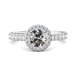 Halo Round Old Cut Natural Diamond Women's Ring With Accents 4.50 Carats