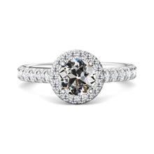 Halo Round Old Cut Natural Diamond Women's Ring With Accents 4.50 Carats