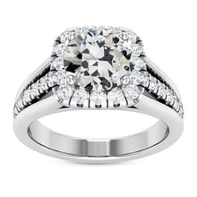 Halo Round Old Cut Real Diamond Ring 14K Gold Jewelry 7.50 Carats