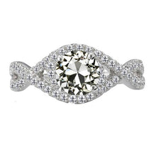 Halo Round Old Cut Natural Earth Mined Diamond Ring Infinity Style 6 Carats 14K Gold