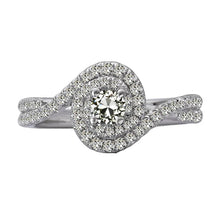 Halo Round Old Cut Real Diamond Ring Twisted Shank 14K Gold 4 Carats