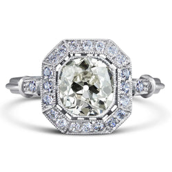Halo Round Old Mine Real Natural Earth Mined Diamond Ring Vintage Style Gold 4.75 Carats