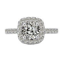 Halo Round Old Cut Real Diamond Ring White Gold 6 Carats Jewelry