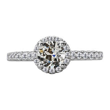 Halo Round Old European Natural Earth Mined Diamond Ring With Accents Gold 5 Carats