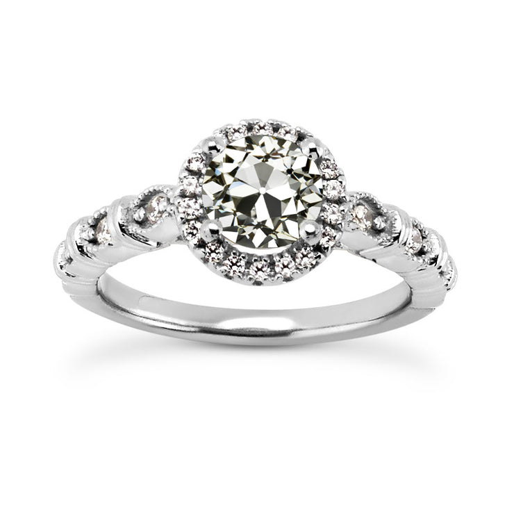 Halo Round Old Mine Cut Diamond Ring Ladies Jewelry Natural 3.25 Carats