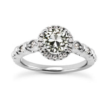 Halo Round Old Mine Cut Diamond Ring Ladies Jewelry Natural 3.25 Carats