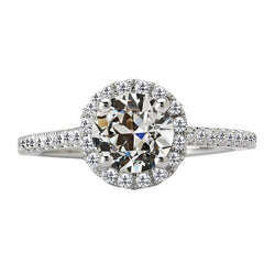 Halo Round Old Mine Cut Genuine Natural Earth Mined Diamond Ring Women's Jewellery 5 Carats