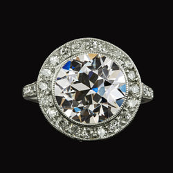 Halo Round Old Mine Cut Natural Diamond Ring Bezel Set 5.50 Carats Jewelry