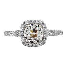 Halo Round Old Mine Cut Natural Diamond Ring With Accents Gold 4.50 Carats