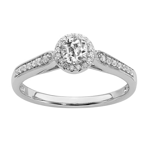 Halo Round Old Mine Cut Real Diamond Accented Ring Prong Set 2.75 Carats