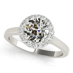 Halo Round Old Mine Cut Real Natural Earth Mined Diamond Ring 3.50 Carats 14K Gold Ladies Jewellery