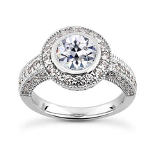 Halo Round Old Mine Cut Real Natural Earth Mined Diamond Ring Bezel Vintage Style 5 Carats