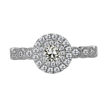 Halo Round Old Mine Cut Real Diamond Ring Milgrain 4 Carats