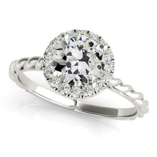 Halo Round Old Mine Cut Real Diamond Ring Prong Rope Style 3.50 Carats