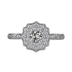 Halo Round Old Miner Natural Diamond Ring Flower Vintage Style 3.50 Carats
